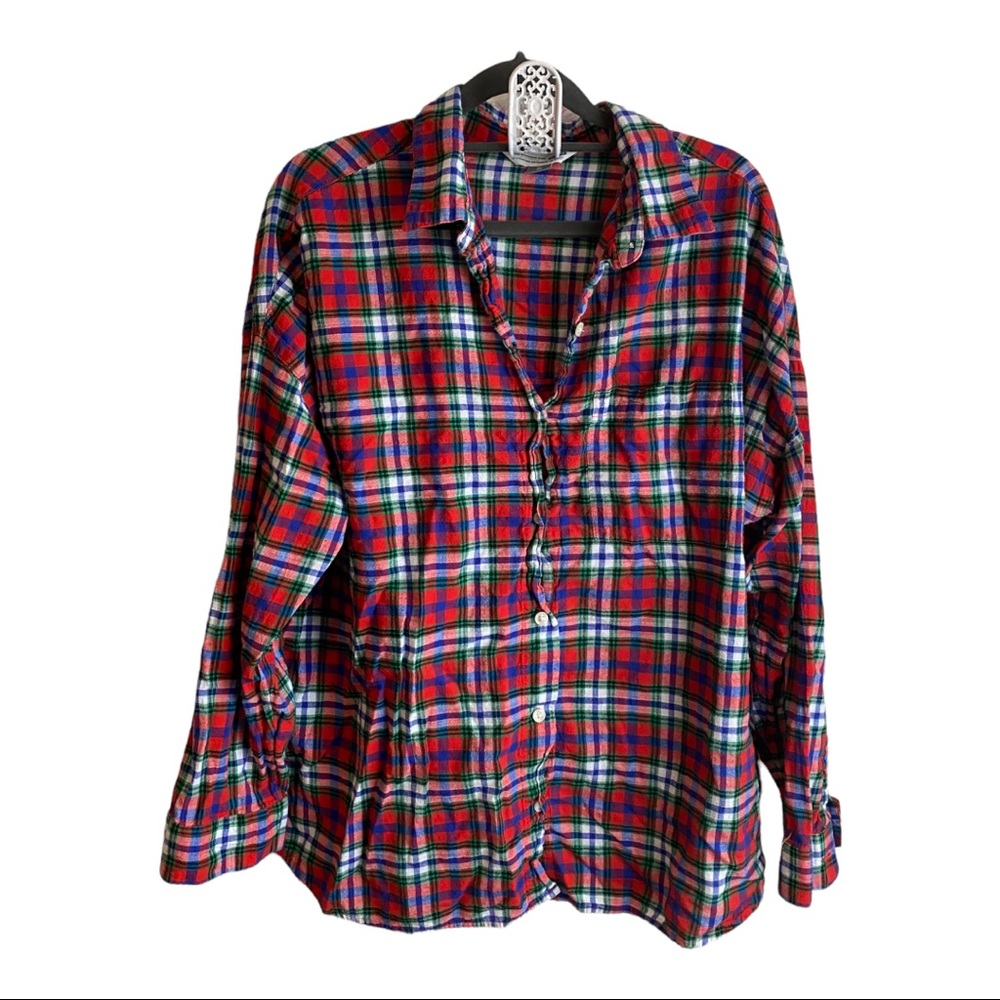 Old Navy Button Down Red, Green, Blue and White Plaid.  XL.  EUC.